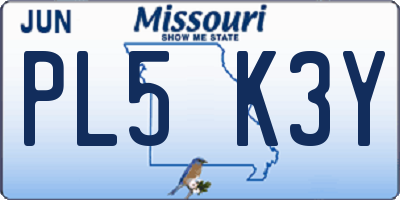 MO license plate PL5K3Y