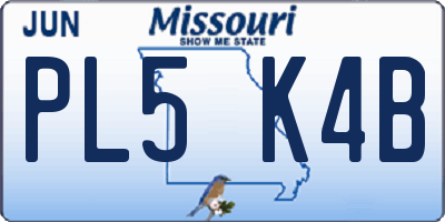 MO license plate PL5K4B