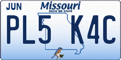 MO license plate PL5K4C