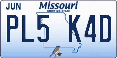 MO license plate PL5K4D