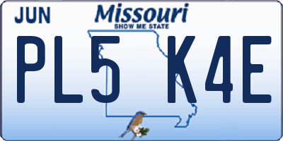 MO license plate PL5K4E
