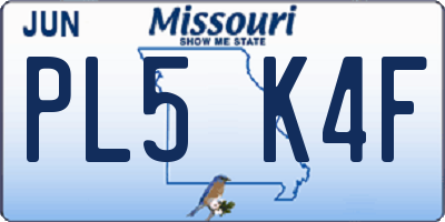 MO license plate PL5K4F