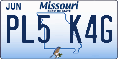 MO license plate PL5K4G