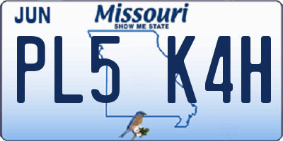 MO license plate PL5K4H