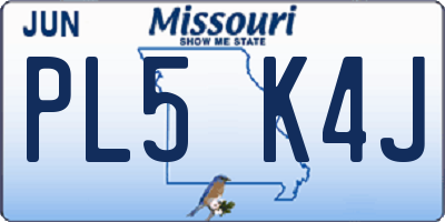 MO license plate PL5K4J