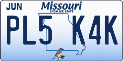 MO license plate PL5K4K