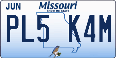 MO license plate PL5K4M