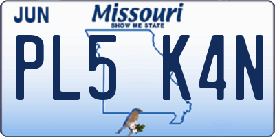 MO license plate PL5K4N