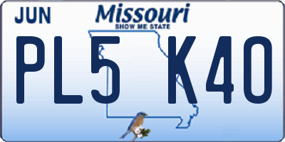 MO license plate PL5K4O