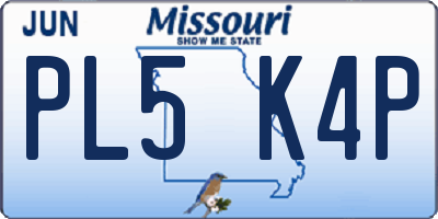 MO license plate PL5K4P