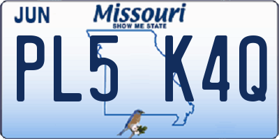 MO license plate PL5K4Q