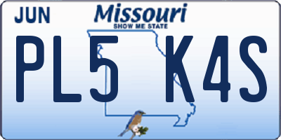 MO license plate PL5K4S