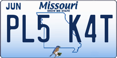 MO license plate PL5K4T