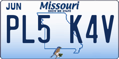 MO license plate PL5K4V