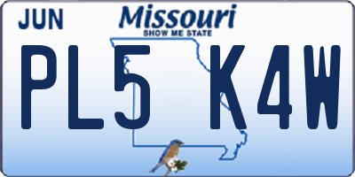 MO license plate PL5K4W