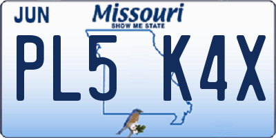 MO license plate PL5K4X