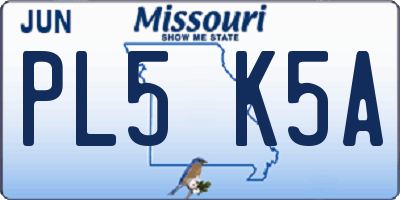 MO license plate PL5K5A