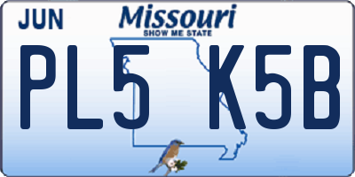 MO license plate PL5K5B