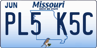 MO license plate PL5K5C