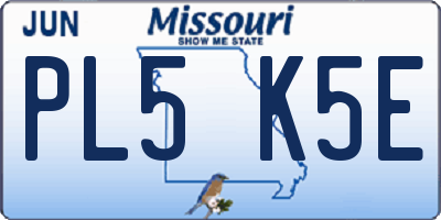 MO license plate PL5K5E