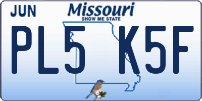 MO license plate PL5K5F