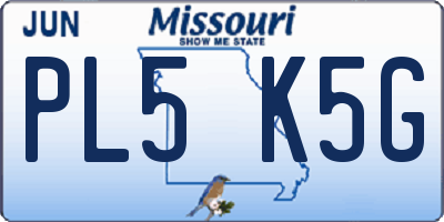 MO license plate PL5K5G