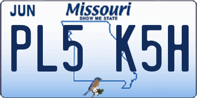 MO license plate PL5K5H