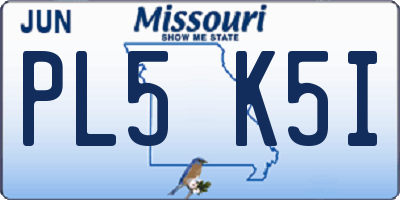 MO license plate PL5K5I