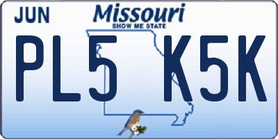 MO license plate PL5K5K