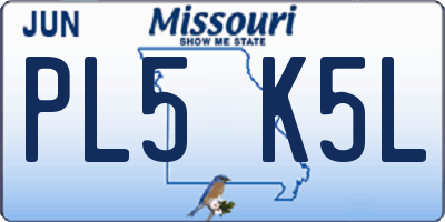 MO license plate PL5K5L
