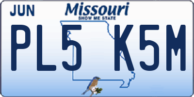 MO license plate PL5K5M