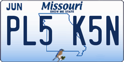 MO license plate PL5K5N