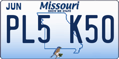 MO license plate PL5K5O