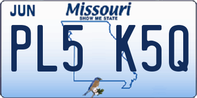 MO license plate PL5K5Q