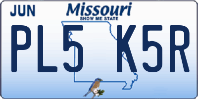 MO license plate PL5K5R