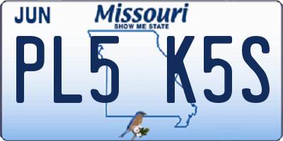 MO license plate PL5K5S