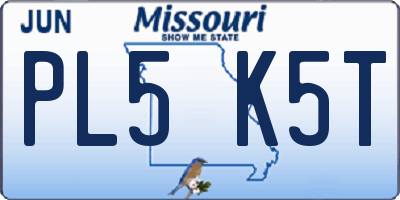 MO license plate PL5K5T