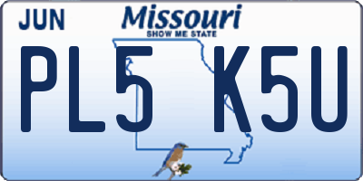 MO license plate PL5K5U
