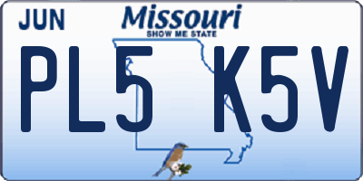 MO license plate PL5K5V