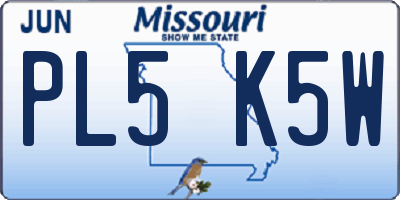 MO license plate PL5K5W