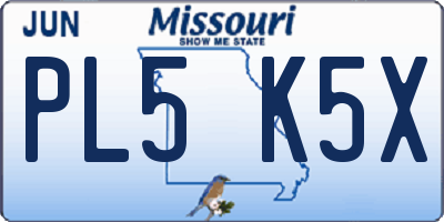 MO license plate PL5K5X