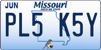 MO license plate PL5K5Y
