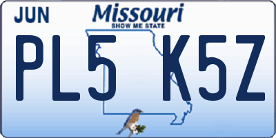 MO license plate PL5K5Z