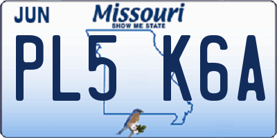 MO license plate PL5K6A
