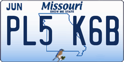 MO license plate PL5K6B