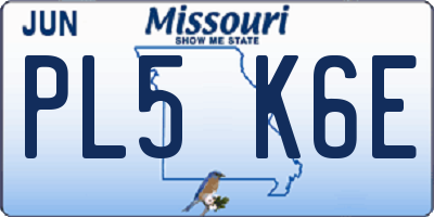 MO license plate PL5K6E