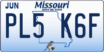 MO license plate PL5K6F