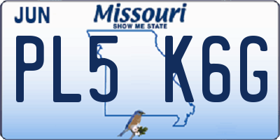 MO license plate PL5K6G
