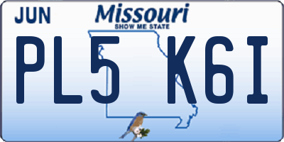 MO license plate PL5K6I