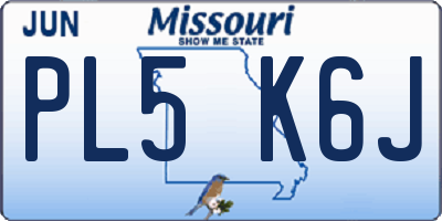 MO license plate PL5K6J